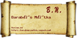 Barabás Mátka névjegykártya